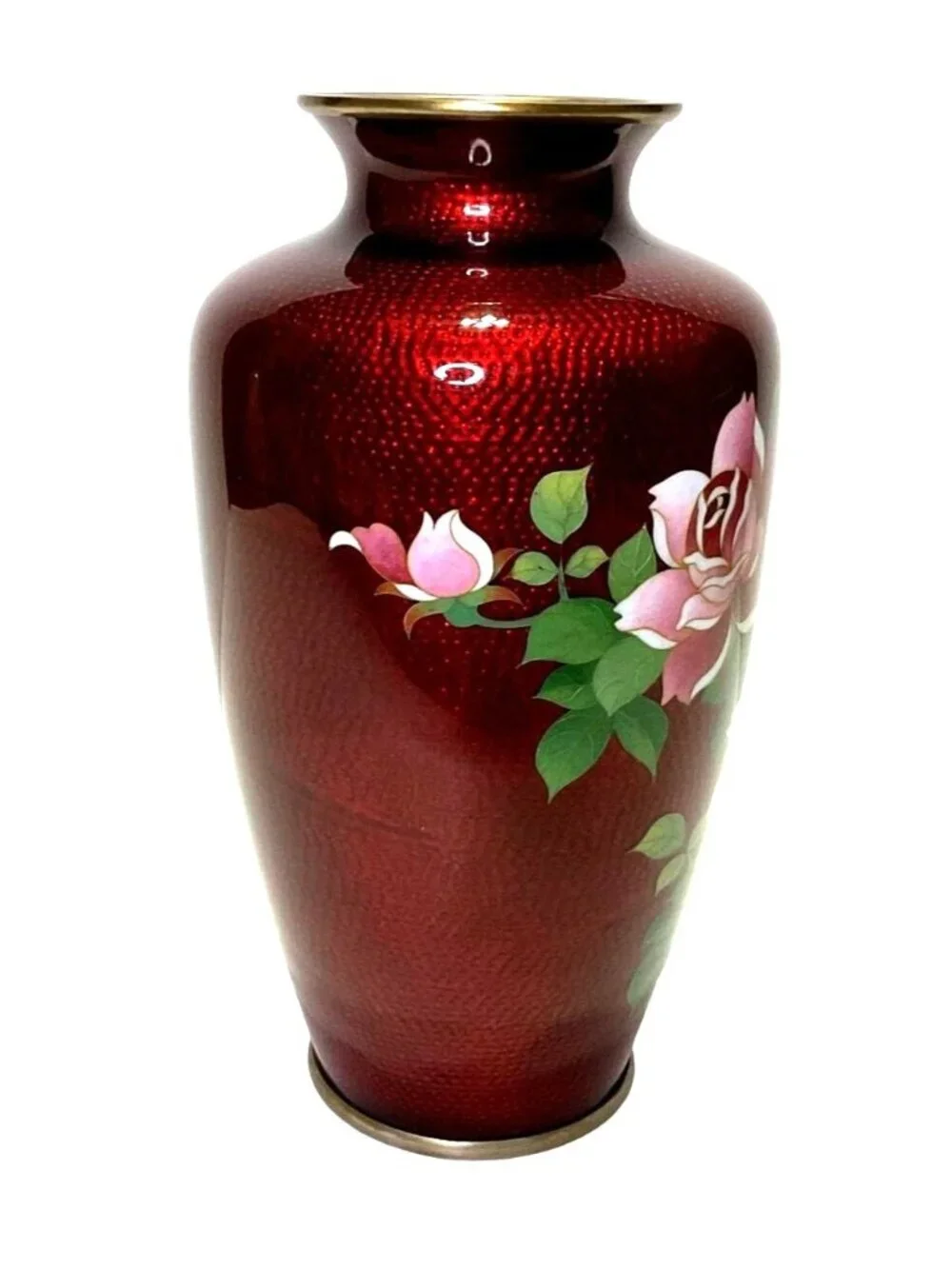 Japanese Sato Cloisonne Vase vtg signed